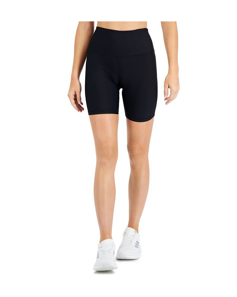 Women's Ribbed Solid Bike Shorts Black $13.61 Shorts