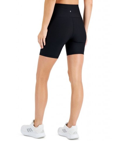 Women's Ribbed Solid Bike Shorts Black $13.61 Shorts