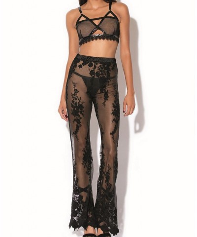 Estu Lace Embroidered Flair Pants Lingerie Black $33.44 Lingerie