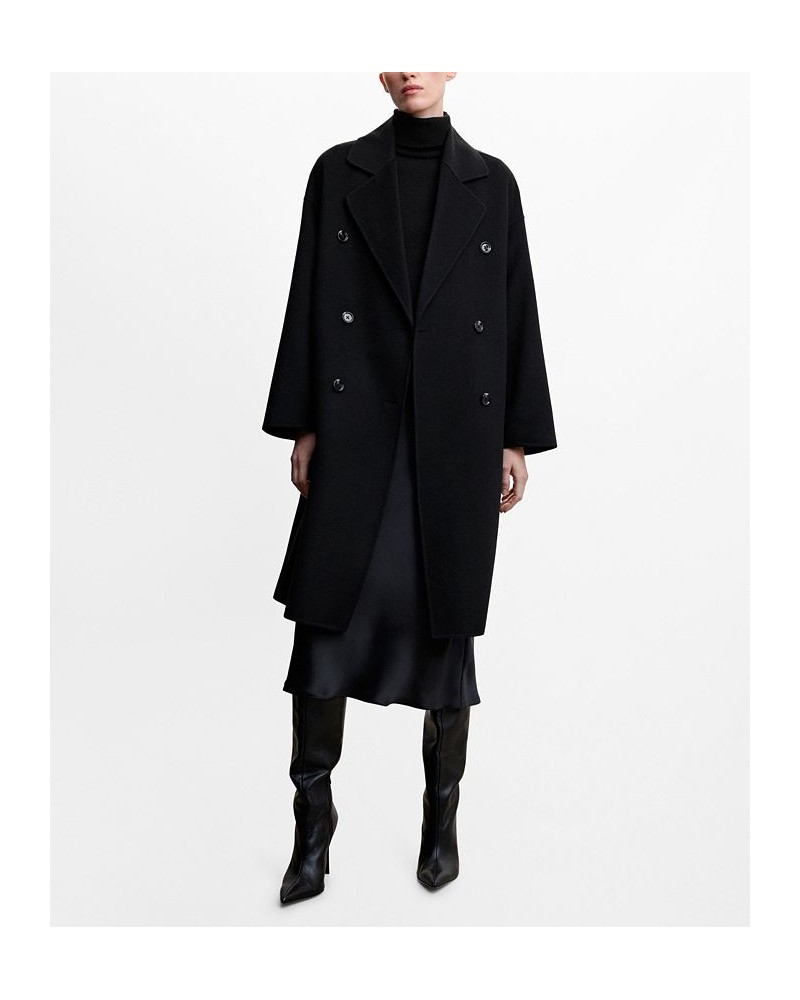 Women's Handmade Oversized Wool Coat Black $103.20 Coats