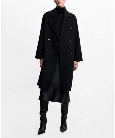 Women's Handmade Oversized Wool Coat Black $103.20 Coats