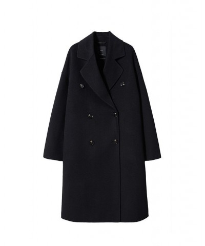 Women's Handmade Oversized Wool Coat Black $103.20 Coats