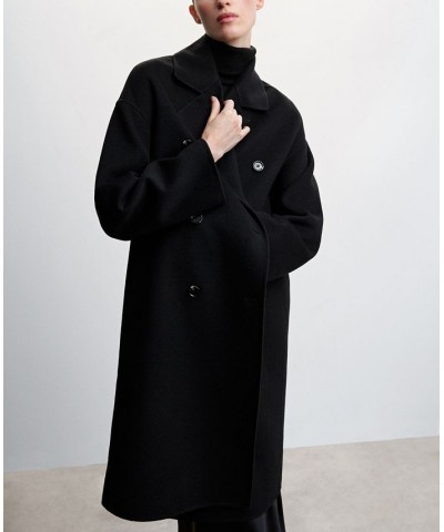 Women's Handmade Oversized Wool Coat Black $103.20 Coats