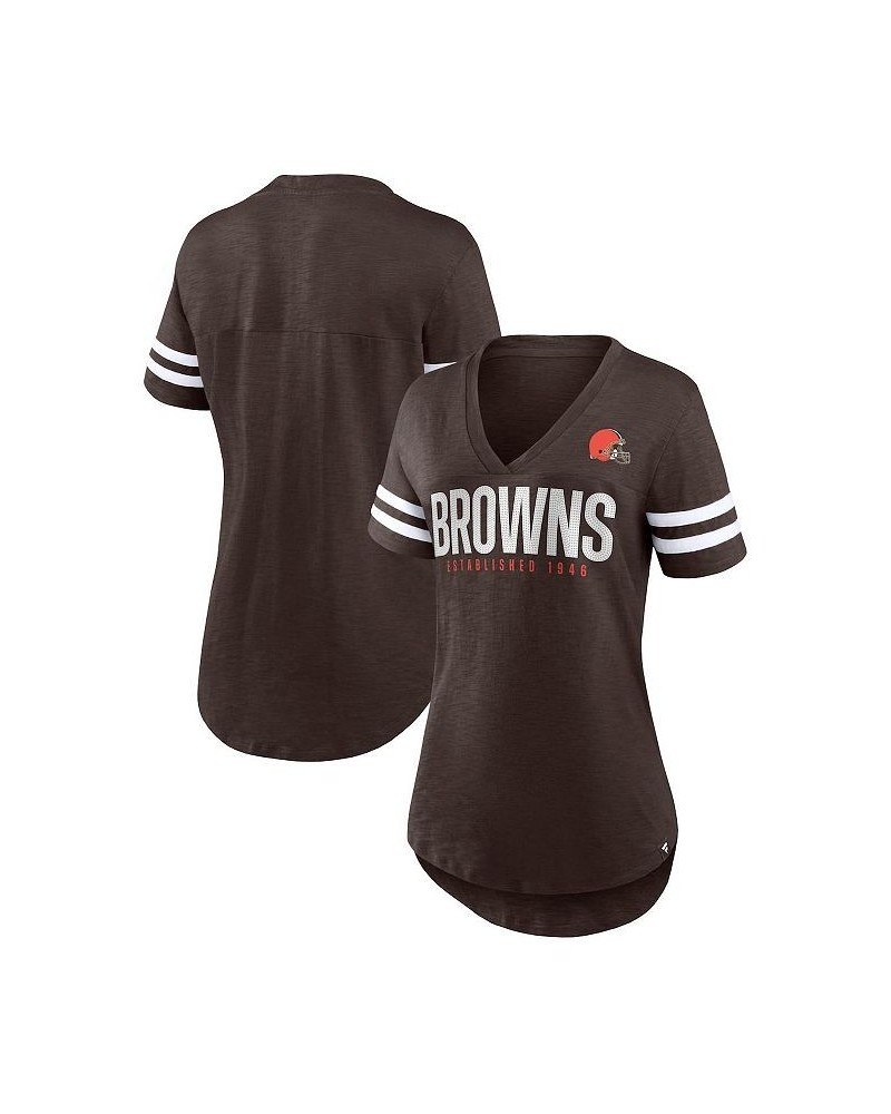 Women's Branded Brown Cleveland Browns Speed Tested V-Neck T-shirt Brown $25.00 Tops