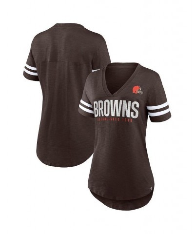 Women's Branded Brown Cleveland Browns Speed Tested V-Neck T-shirt Brown $25.00 Tops