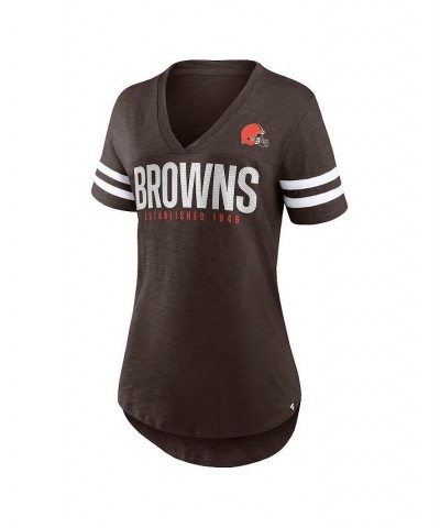 Women's Branded Brown Cleveland Browns Speed Tested V-Neck T-shirt Brown $25.00 Tops