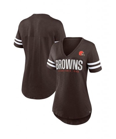 Women's Branded Brown Cleveland Browns Speed Tested V-Neck T-shirt Brown $25.00 Tops