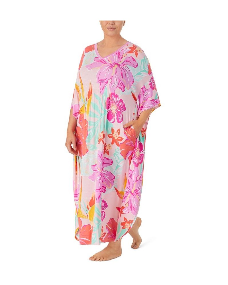 Women's Plus-Size Long Caftan Multi Floral $38.64 Sleepwear