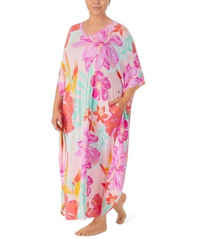 Women's Plus-Size Long Caftan Multi Floral $38.64 Sleepwear