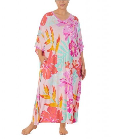 Women's Plus-Size Long Caftan Multi Floral $38.64 Sleepwear