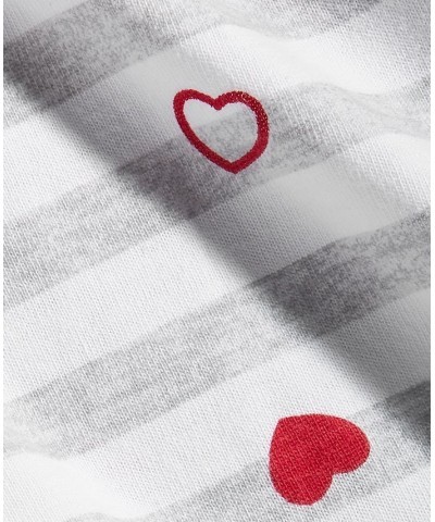 Women's Hearts Striped Matching Pajama Set Grey Heart Stripe $17.09 Sleepwear