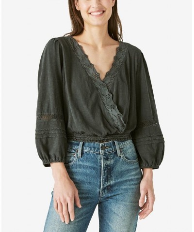 Cotton Eyelet Top Black $29.89 Tops