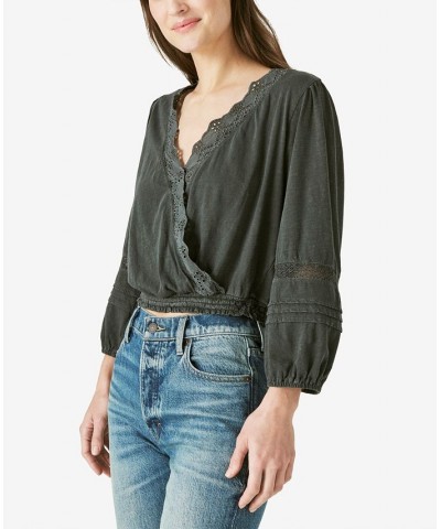 Cotton Eyelet Top Black $29.89 Tops