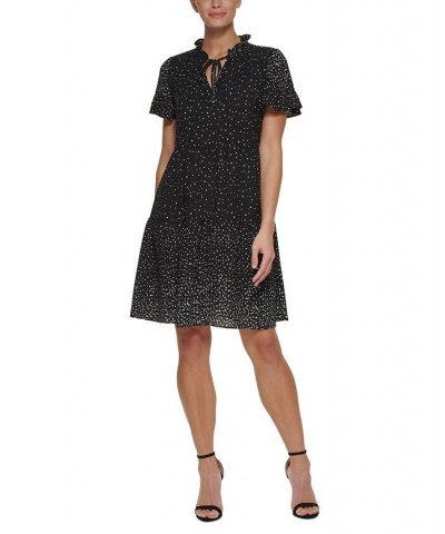 Petite Tie Neck Dress Black/Cream $45.15 Dresses