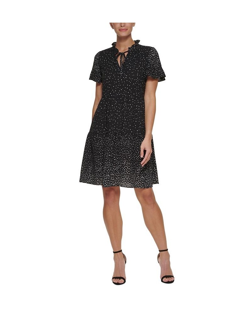 Petite Tie Neck Dress Black/Cream $45.15 Dresses