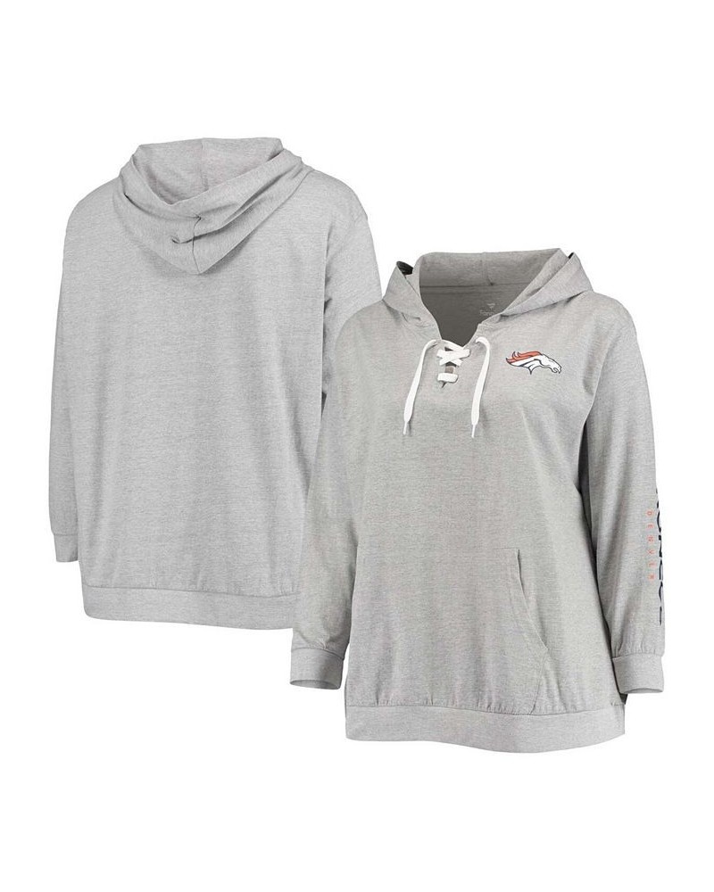 Women's Plus Size Heathered Gray Denver Broncos Lace-Up Pullover Hoodie Heathered Gray $32.50 Sweatshirts