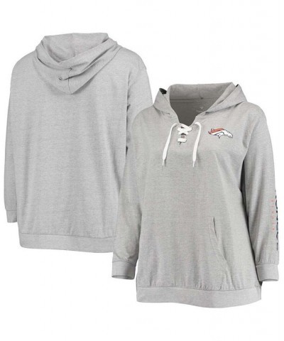 Women's Plus Size Heathered Gray Denver Broncos Lace-Up Pullover Hoodie Heathered Gray $32.50 Sweatshirts