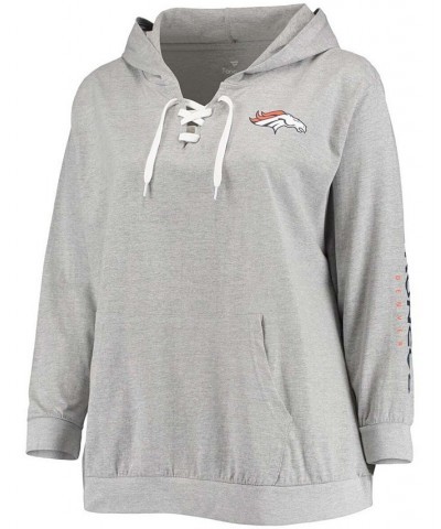 Women's Plus Size Heathered Gray Denver Broncos Lace-Up Pullover Hoodie Heathered Gray $32.50 Sweatshirts