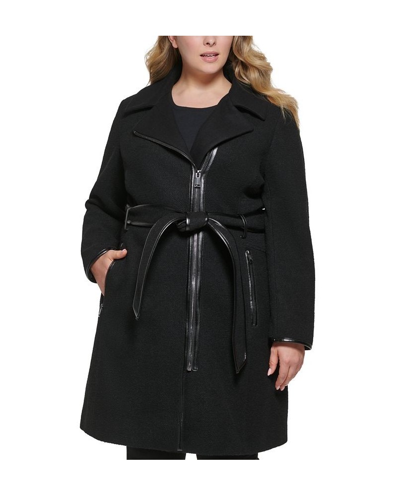 Women's Plus Size Asymmetrical-Zipper Coat Black $101.50 Coats