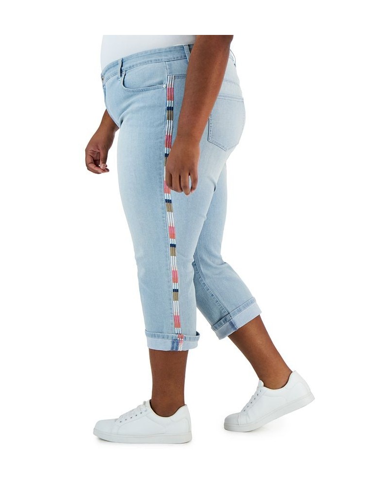 Plus Size Embroidered Roll-Cuff Capri Sol Embroidered $21.07 Jeans