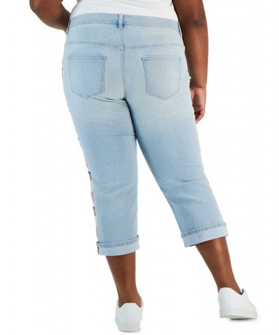 Plus Size Embroidered Roll-Cuff Capri Sol Embroidered $21.07 Jeans