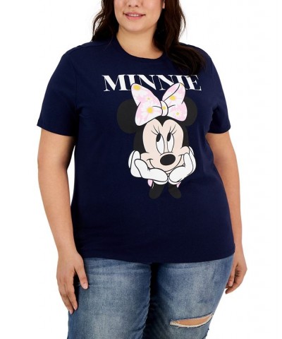 Trendy Plus Size Minnie Mouse Floral Bow T-Shirt Peacoat $19.11 Tops