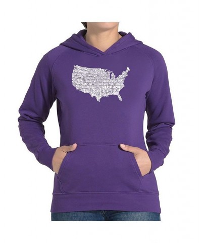 Women's Word Art Hooded Sweatshirt -The Star Spangled Banner Purple $30.00 Sweatshirts