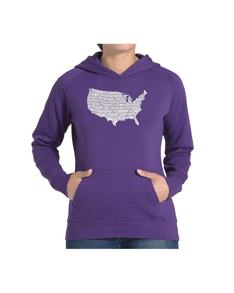 Women's Word Art Hooded Sweatshirt -The Star Spangled Banner Purple $30.00 Sweatshirts