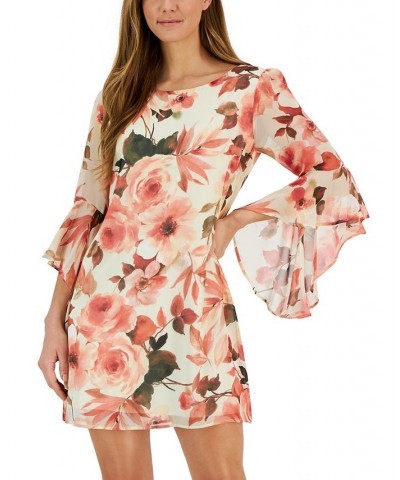 Petite Floral-Print 3/4-Sleeve Shift Dress Coral $48.95 Dresses