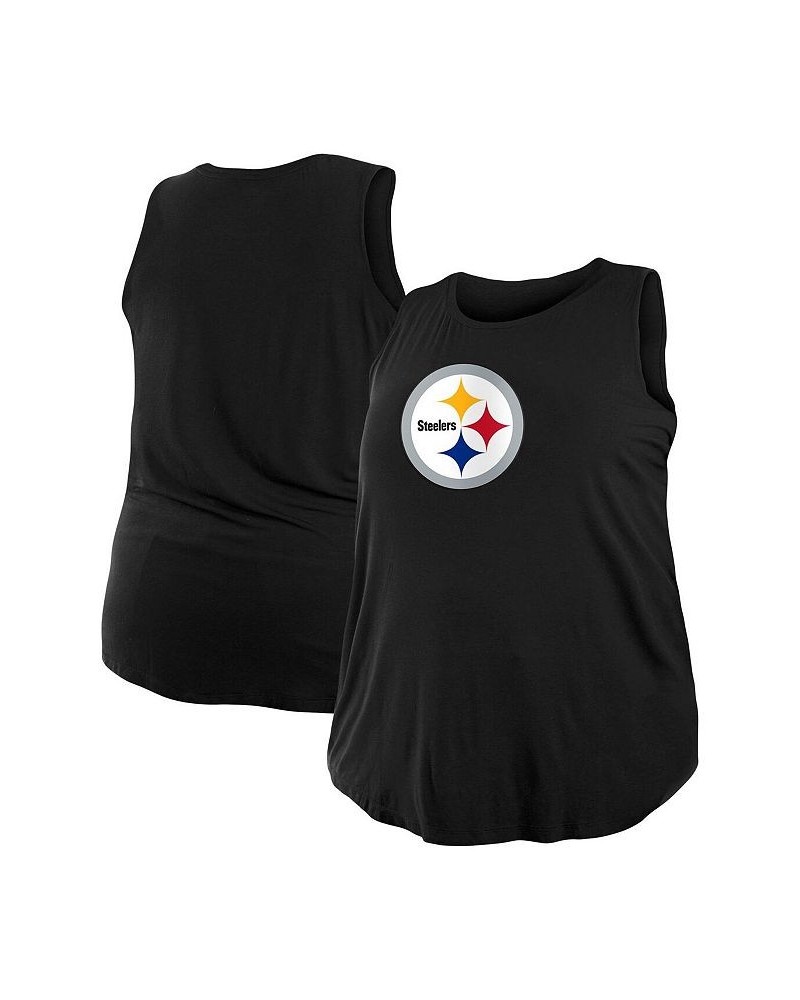 Women's Black Pittsburgh Steelers Plus Size Tank Top Black $24.19 Tops