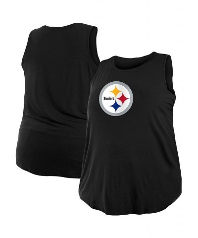 Women's Black Pittsburgh Steelers Plus Size Tank Top Black $24.19 Tops