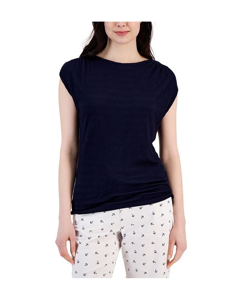 Women's Cap-Sleeve T-Shirt Blue $19.48 Tops