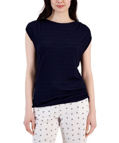 Women's Cap-Sleeve T-Shirt Blue $19.48 Tops