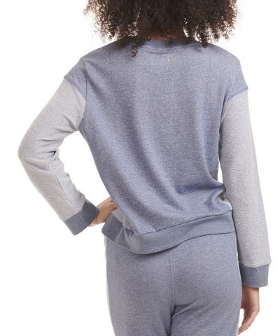 Women's Knit Cotton Logo Sleep Pullover Blue $19.89 Sleepwear