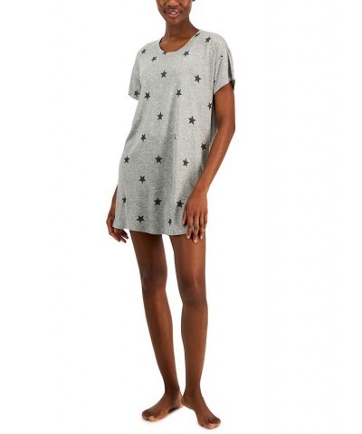 Women's Short-Sleeve Printed Sleepshirt Grey Spaced Star $11.99 Sleepwear