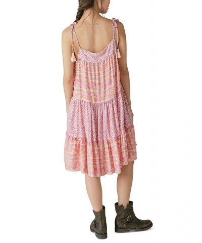 Women's Mixed Print Tiered Dress Peach Multi $60.63 Dresses