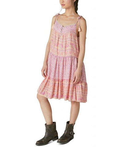 Women's Mixed Print Tiered Dress Peach Multi $60.63 Dresses