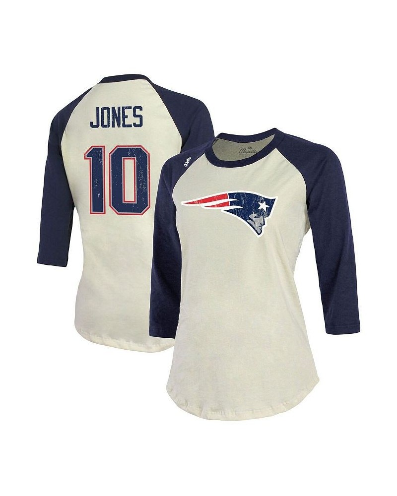 Women's Threads Mac Jones Cream Navy New England Patriots Player Name and Number Raglan 3/4-Sleeve T-shirt Cream, Navy $27.60...