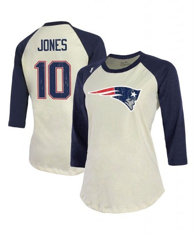 Women's Threads Mac Jones Cream Navy New England Patriots Player Name and Number Raglan 3/4-Sleeve T-shirt Cream, Navy $27.60...