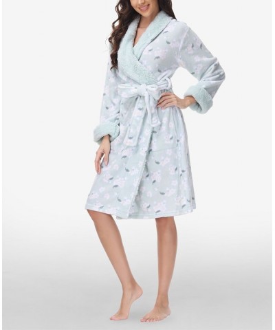 Women's Printed Plush Robe Winter Floral $25.91 Sleepwear