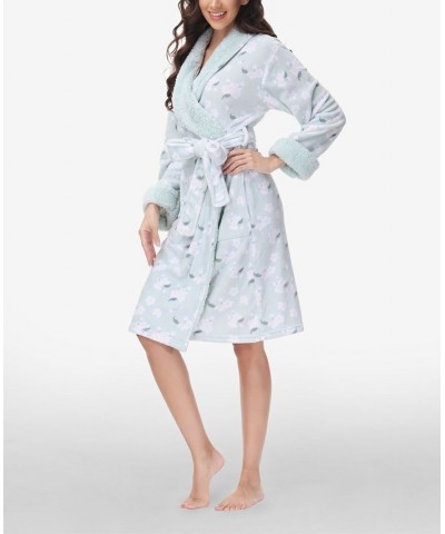 Women's Printed Plush Robe Winter Floral $25.91 Sleepwear