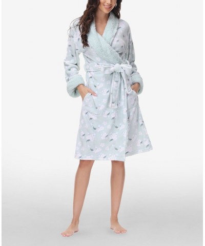 Women's Printed Plush Robe Winter Floral $25.91 Sleepwear