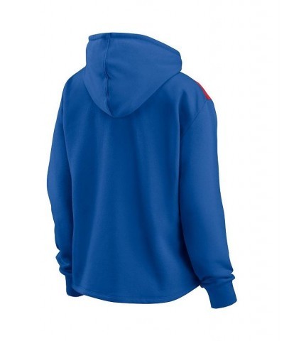 Women's Branded Royal Philadelphia 76ers Overslide Quarter-Zip Fleece Hoodie Royal $33.75 Sweatshirts