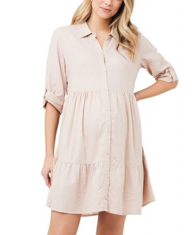 Adel Button Through Shirt Dress Peachy Pink $52.17 Dresses