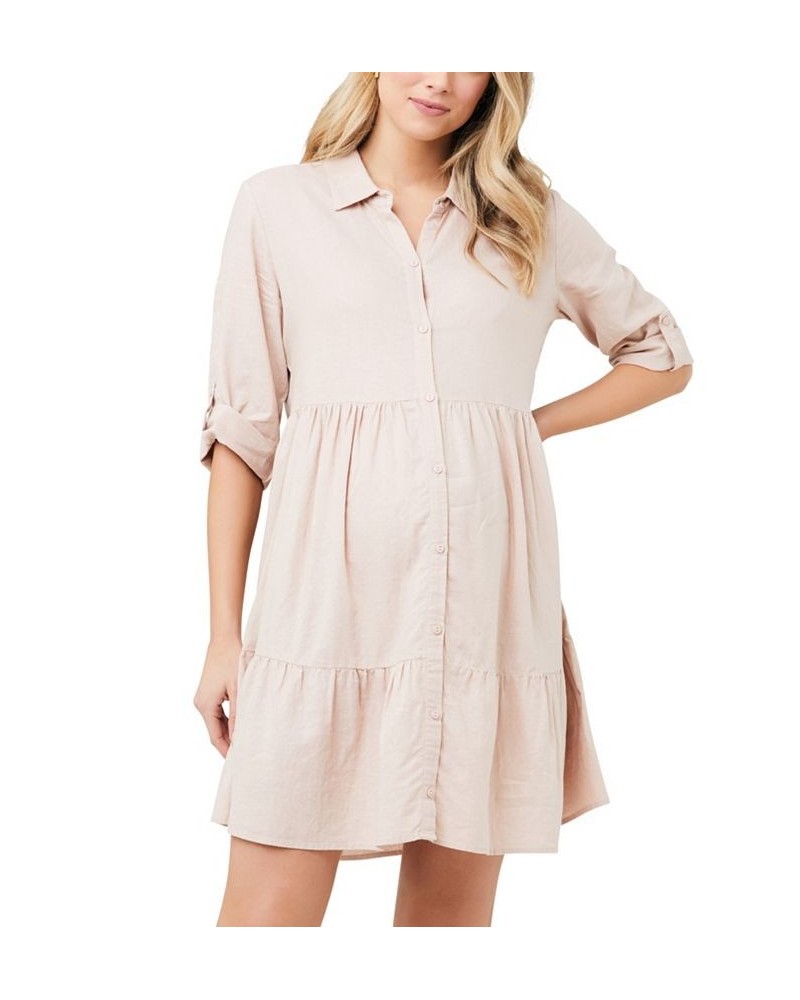 Adel Button Through Shirt Dress Peachy Pink $52.17 Dresses