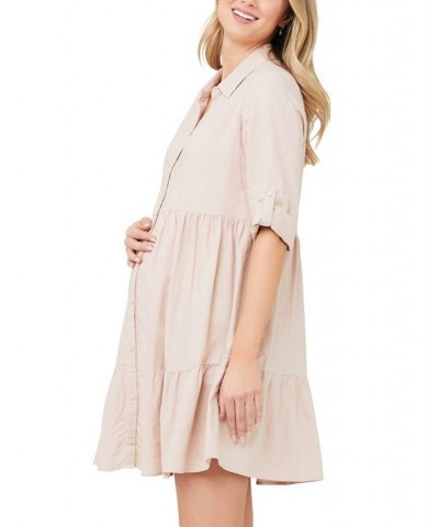 Adel Button Through Shirt Dress Peachy Pink $52.17 Dresses