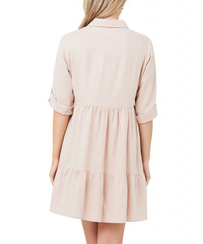 Adel Button Through Shirt Dress Peachy Pink $52.17 Dresses