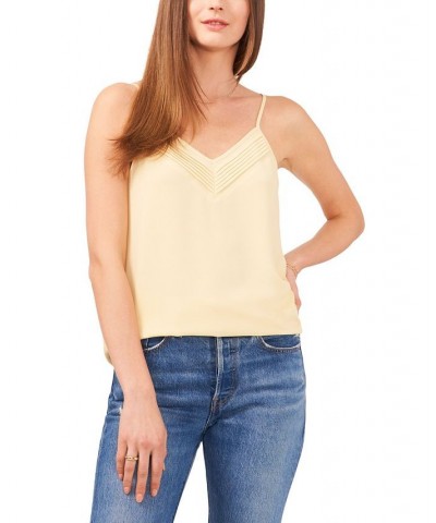 Women's Pin Tucked V-neck Camisole Top Yellow $31.05 Tops