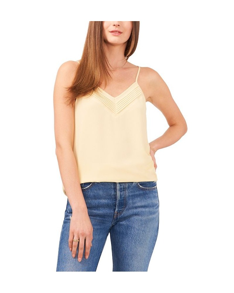 Women's Pin Tucked V-neck Camisole Top Yellow $31.05 Tops