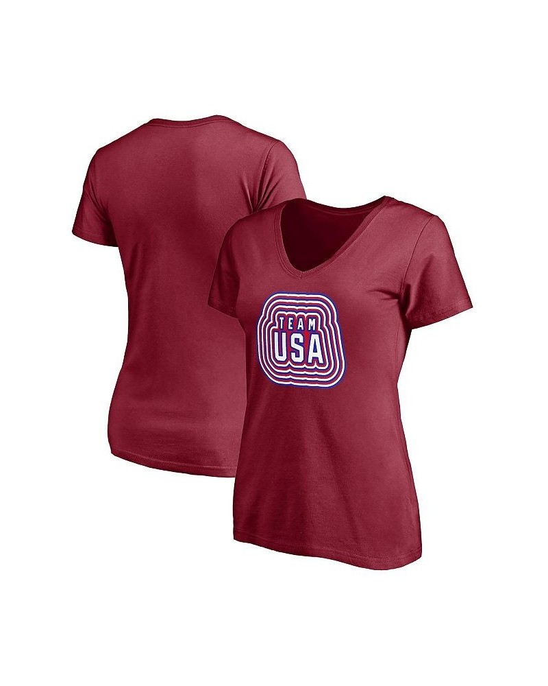 Women's Branded Cardinal Team USA Together Team V-Neck T-shirt Cardinal $23.39 Tops